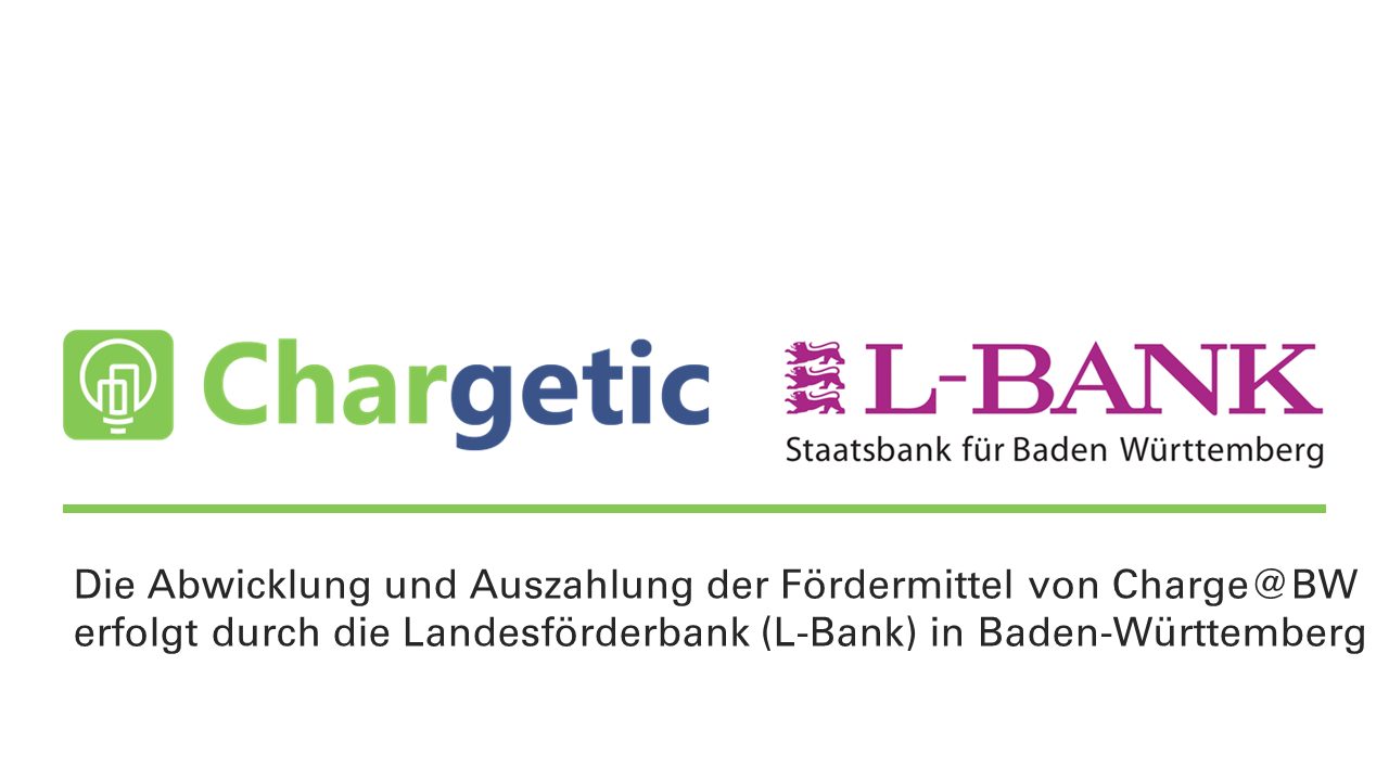 Symbolbild Logo von Chargetic und Logo der Landesförderbank L-Bank Baden-Württemberg