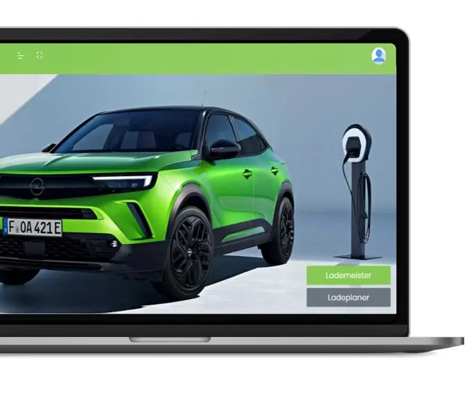 Beispielbild der benutzeroberfläche des "Lademeisters": ein grüner Opel lädt